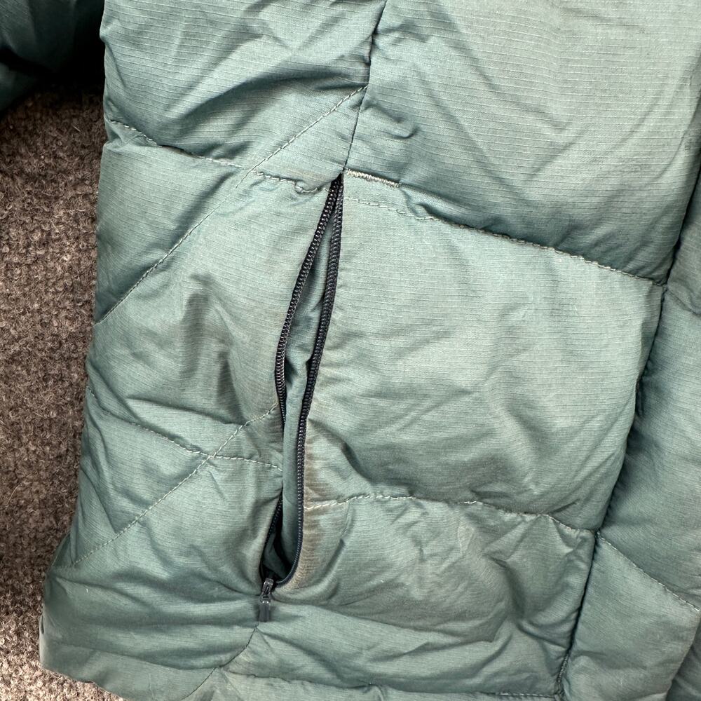 Vintage 80s 90s era Columbia Puffer Jacket Hooded Full Zip Warm Teal Blue Small - Picture 6 of 7